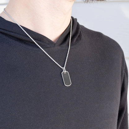 Stainless Steel and Black Engravable Men's Dog Tag Pendant - Nifty Decor & More