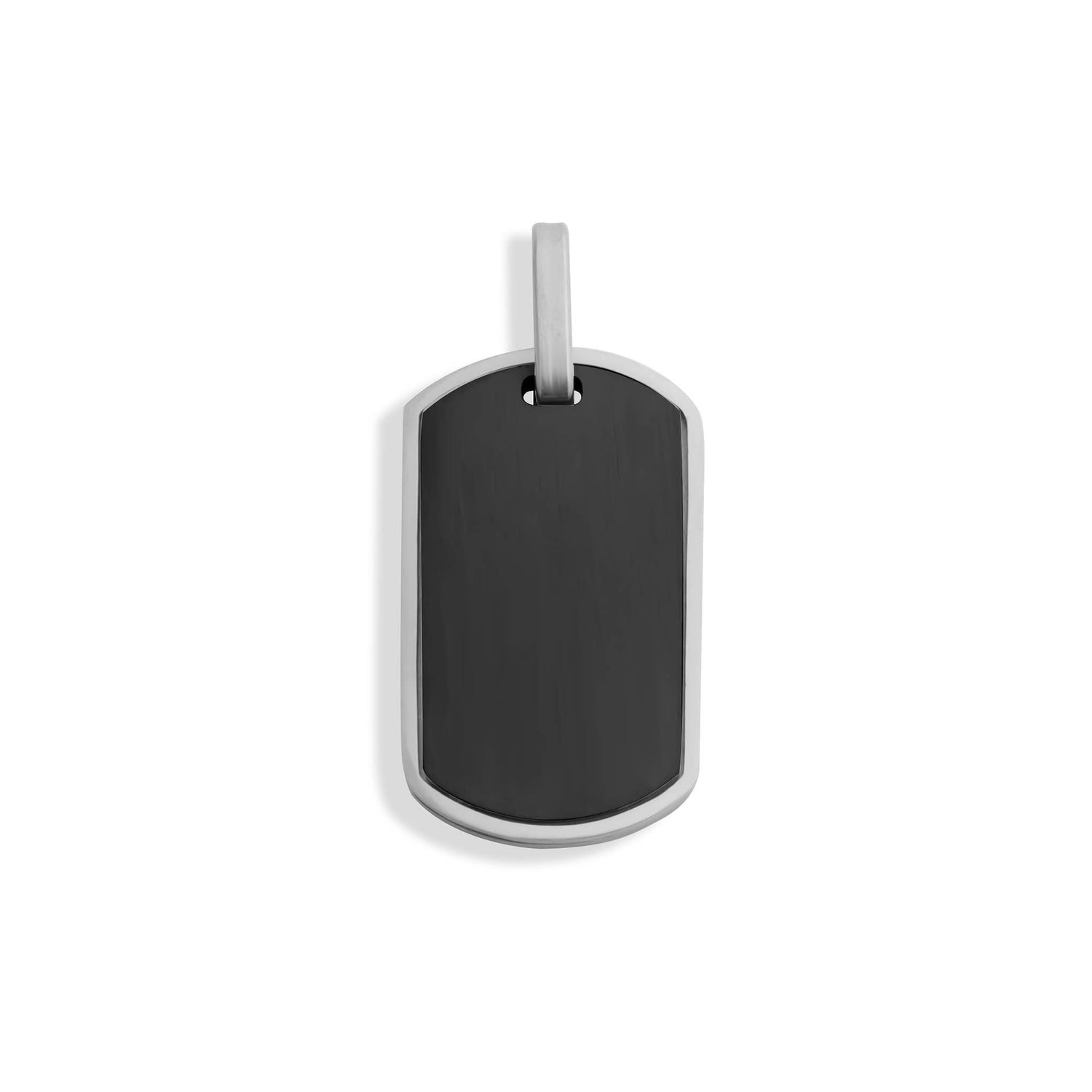 Stainless Steel and Black Engravable Men's Dog Tag Pendant - Nifty Decor & More