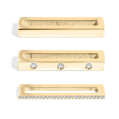 Stainless Steel Engravable 3 Piece Smart Watch Charm Set Gold