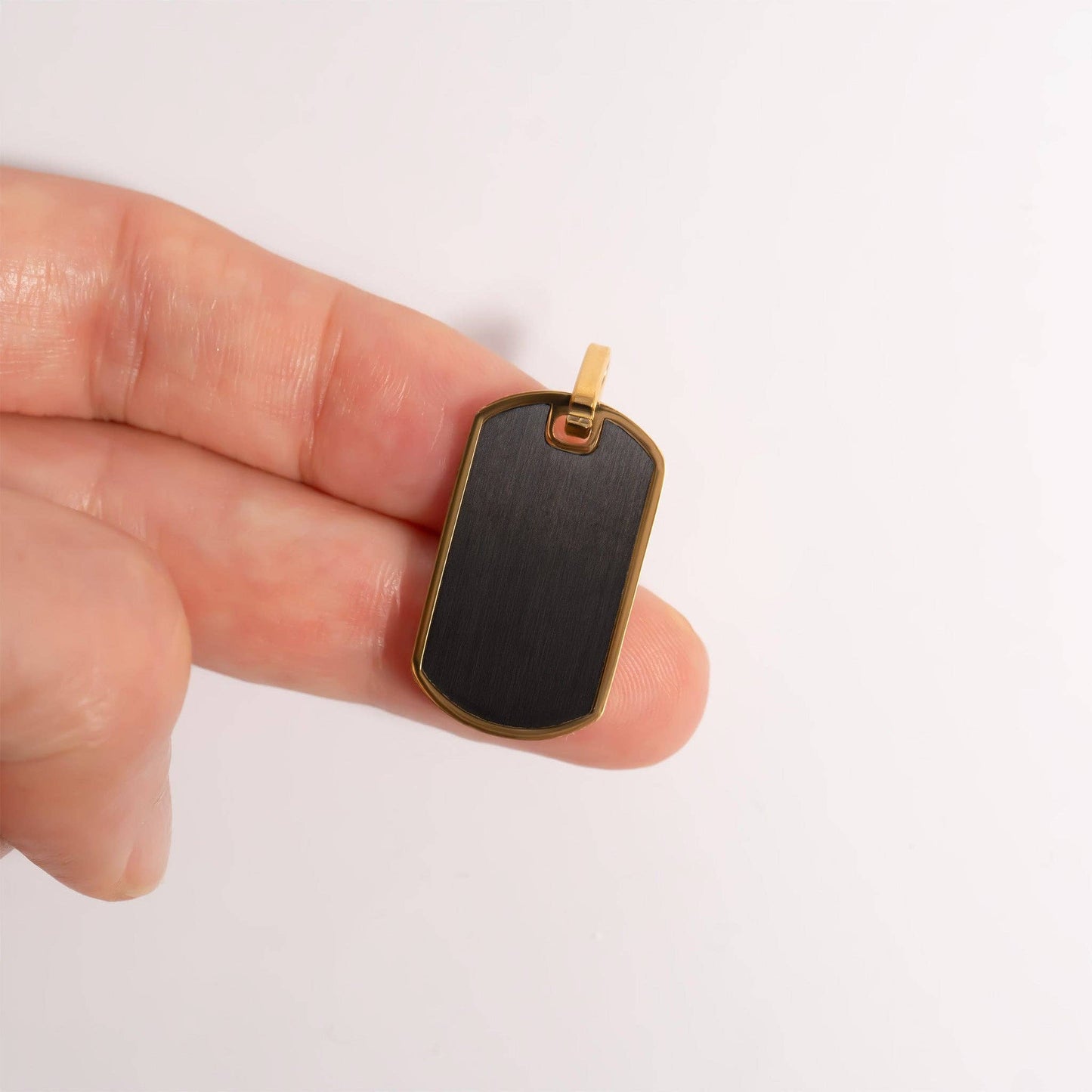 Stainless Steel Matte Black and Gold Mens Dog Tag Pendant - Nifty Decor & More