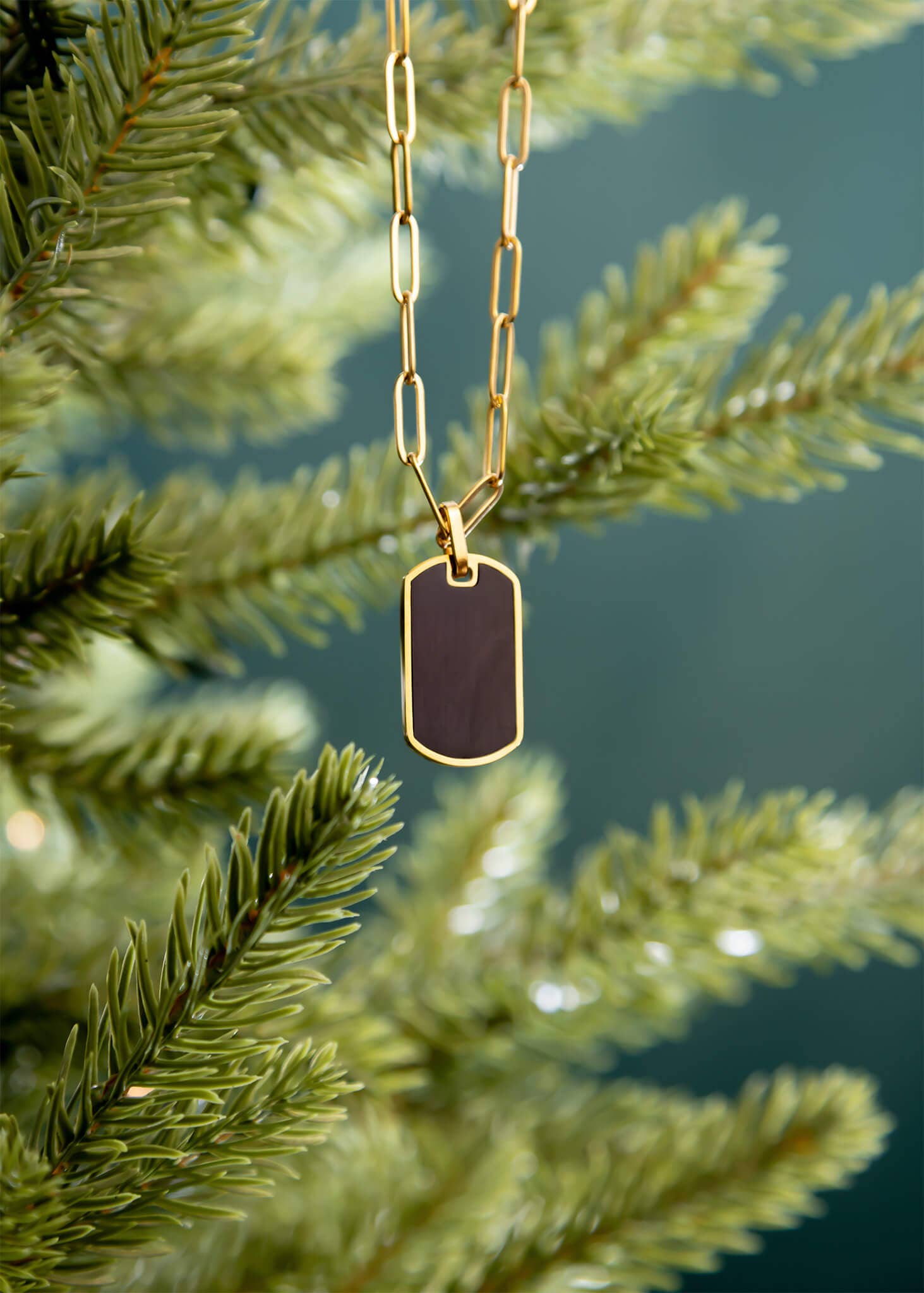 Stainless Steel Matte Black and Gold Mens Dog Tag Pendant - Nifty Decor & More
