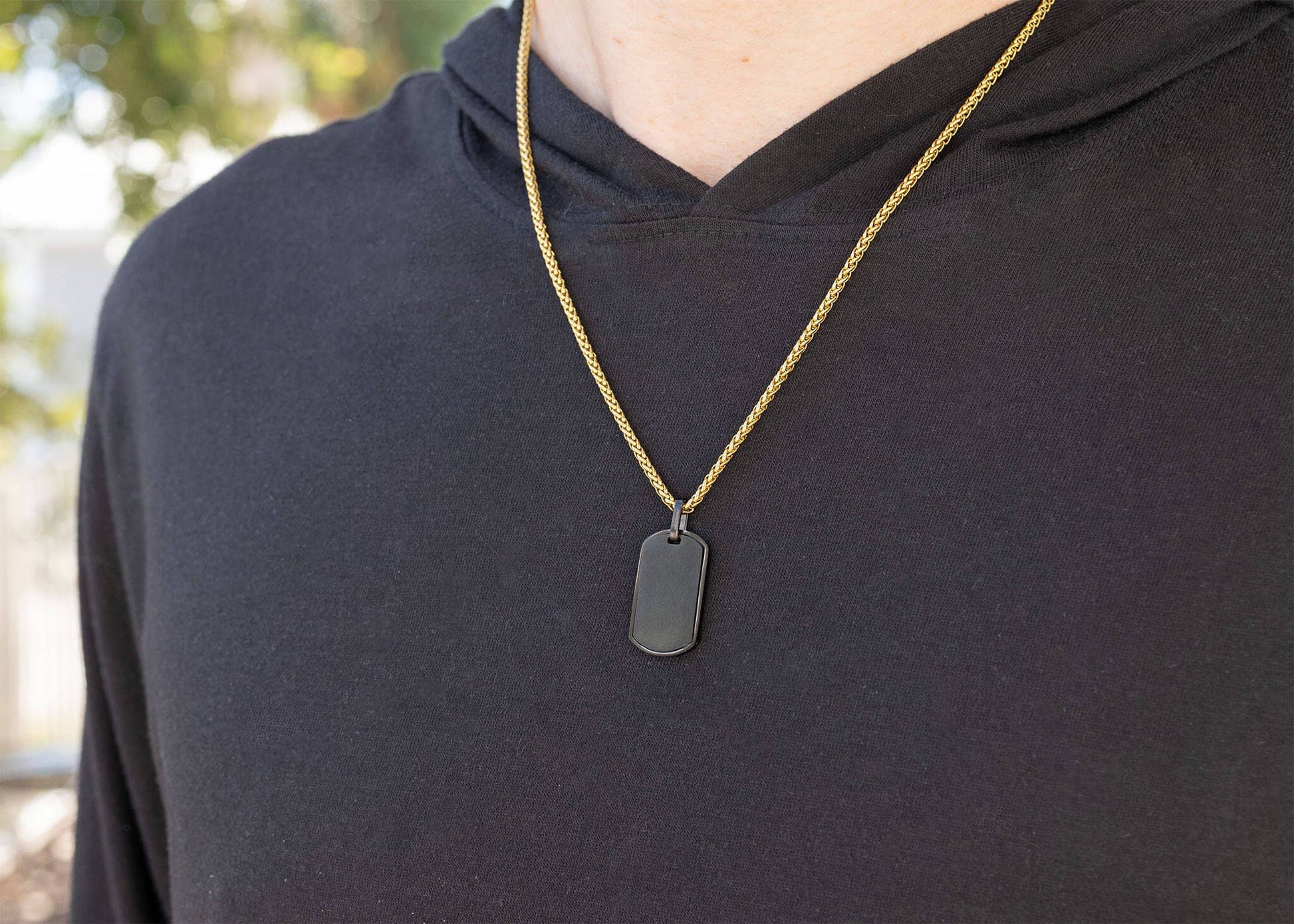 Stainless Steel Matte Black Engravable Men's Dog Tag Pendant - Nifty Decor & More