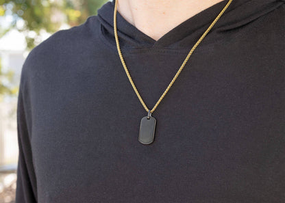 Stainless Steel Matte Black Engravable Men's Dog Tag Pendant - Nifty Decor & More