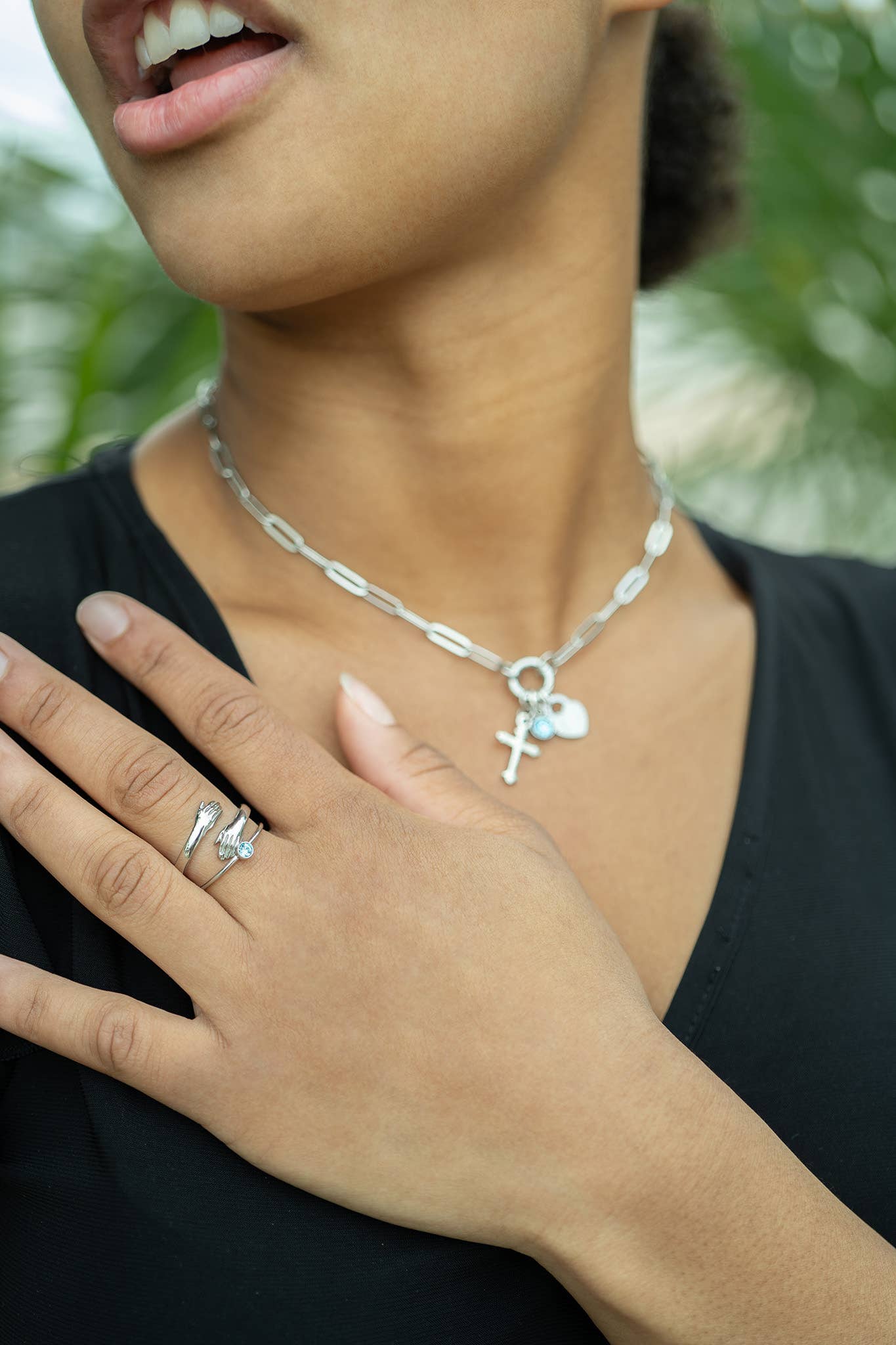 Stainless Steel Paperclip Carabiner Charm Holder Necklace: Stainless / 16"+2" - Nifty Decor & More