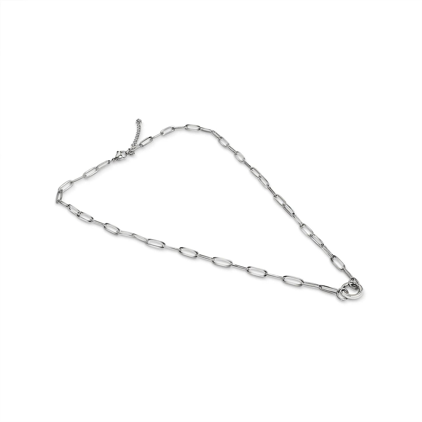 Stainless Steel Paperclip Carabiner Charm Holder Necklace: Stainless / 16"+2" - Nifty Decor & More