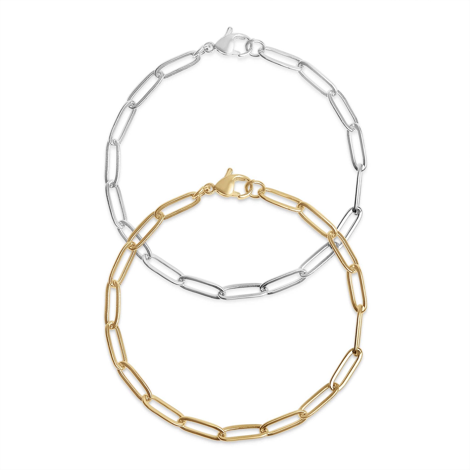 Stainless Steel Paperclip Chain Bracelet Stainless 7"