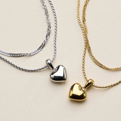 Stainless Steel Polished Heart Pendant Necklace - Nifty Decor & More