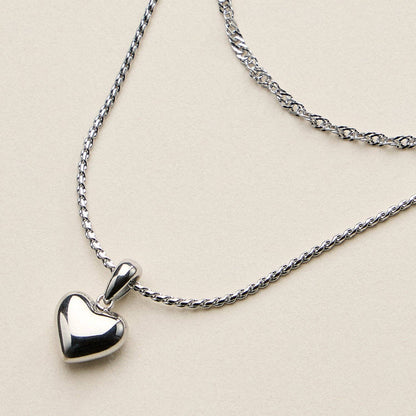 Stainless Steel Polished Heart Pendant Necklace - Nifty Decor & More