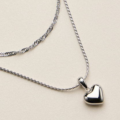 Stainless Steel Polished Heart Pendant Necklace - Nifty Decor & More