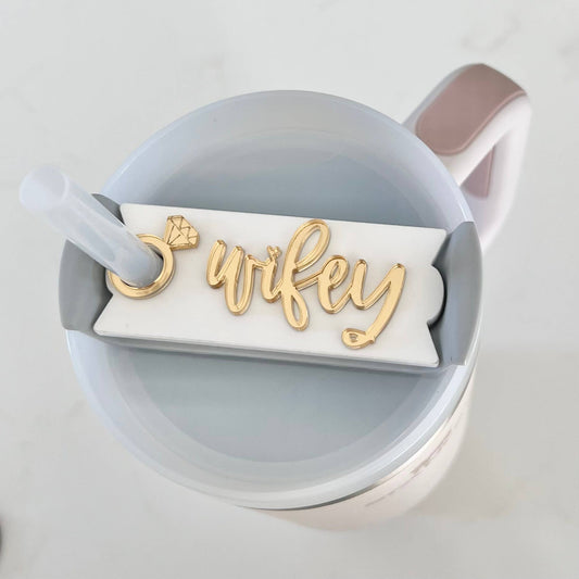 Stanley Cup Wifey Topper 40 OZ for Brides and Engaged Quencher 2.0 Gold Mirror