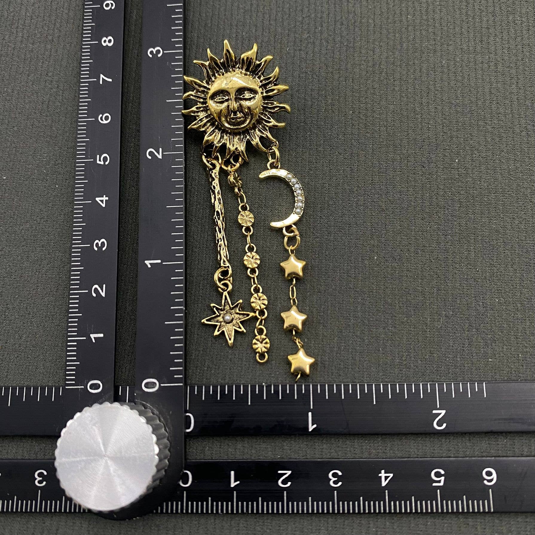 Star Fringe Asymmetric Sun Moon Post Earrings - MS - Nifty Decor & More