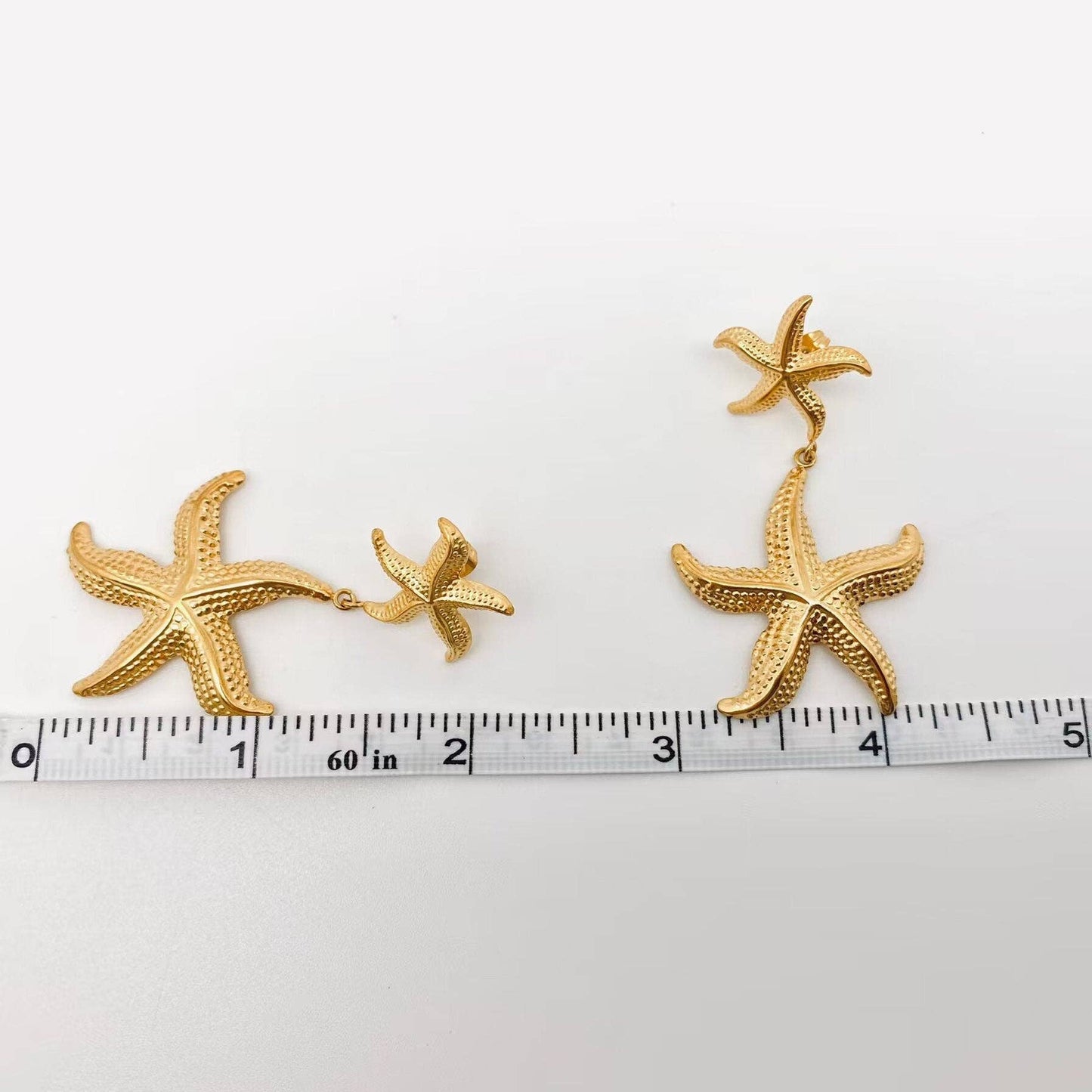Starfish Charm Earrings, 18K Gold Plated, Lightweight Stainless Steel Beach Vibes, Everyday Wear, Birthday Gift - Nifty Decor & More