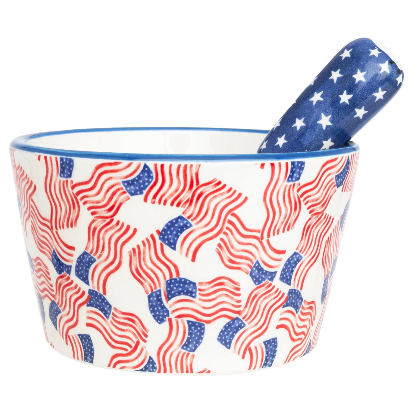 Stars & Stripes Ceramic 14 oz. Bowl & Spreader - Nifty Decor & More