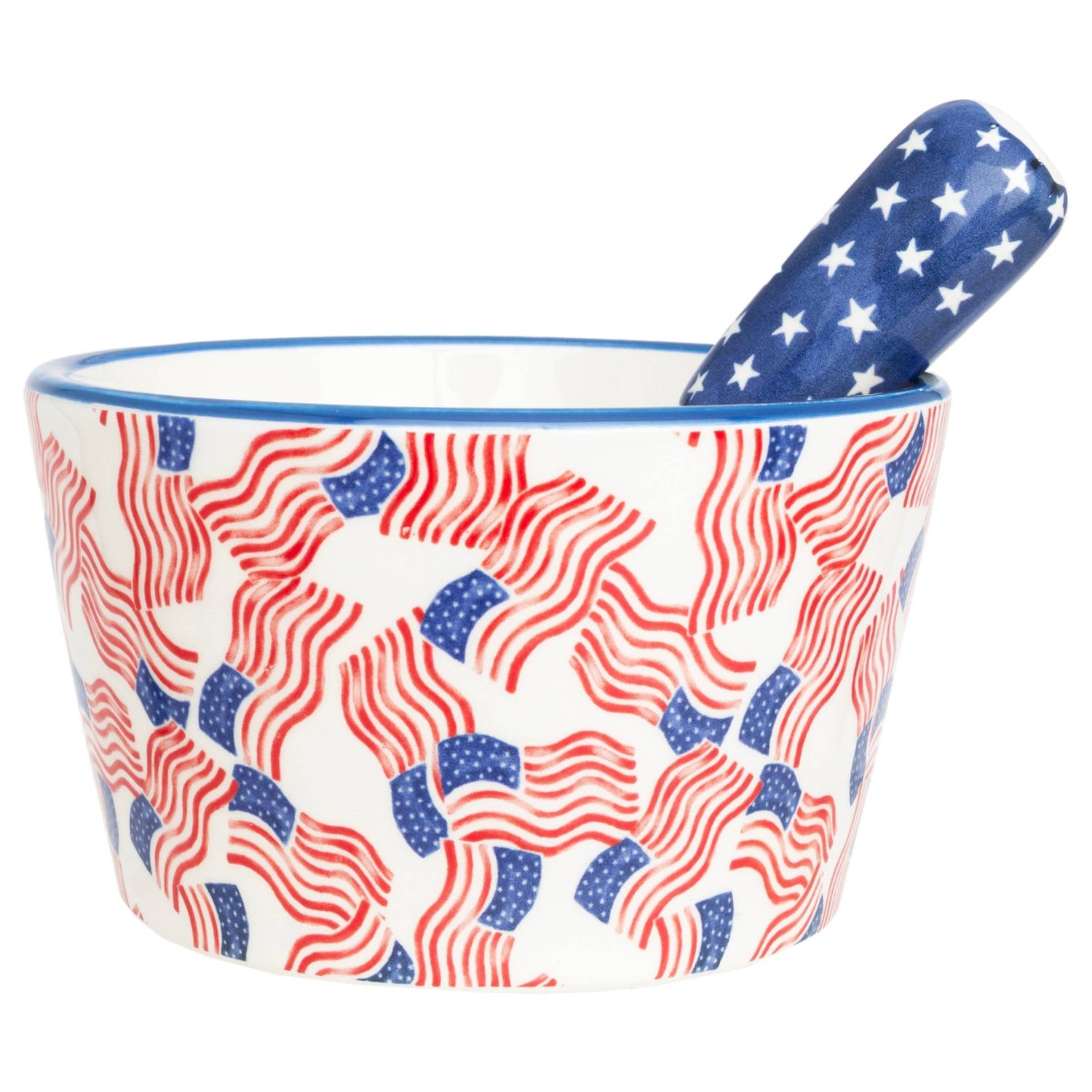 Stars & Stripes Ceramic 14 oz. Bowl & Spreader - Nifty Decor & More