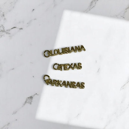 State Name Charm, Customizable Jewelry Accessory, Perfect Add-On for Bracelets & Necklaces, Gift for Travel Lovers State Name charm