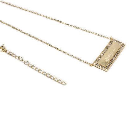 Sterling Silver Engraveable CZ Bar Necklace - Nifty Decor & More