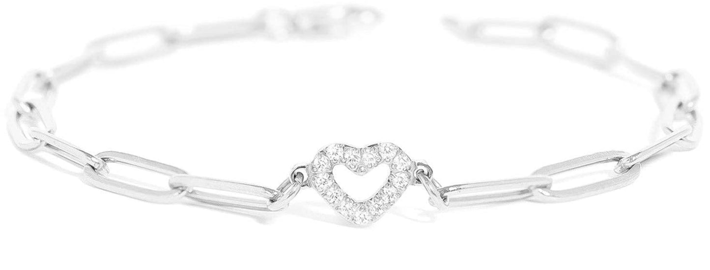 Stone Heart Paperclip Chain 18K Gold PVD Stainless Steel Set Chain Necklace Bracelet Stainless ONLY
