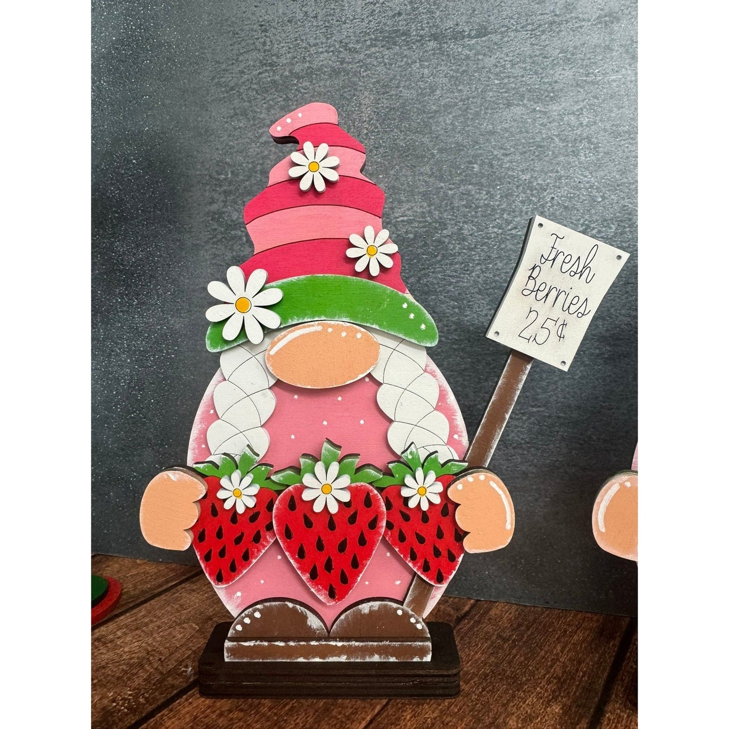 Strawberry Gnomes Summer Shelf Sitter Handmade Fruit Theme - Nifty Decor & More
