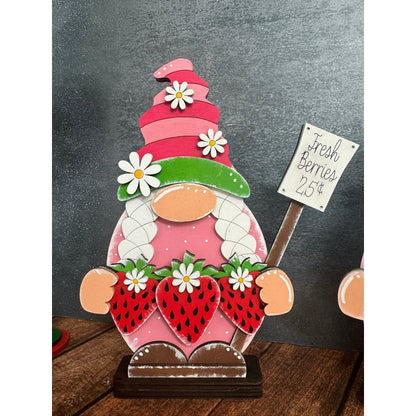 Strawberry Gnomes Summer Shelf Sitter Handmade Fruit Theme - Nifty Decor & More