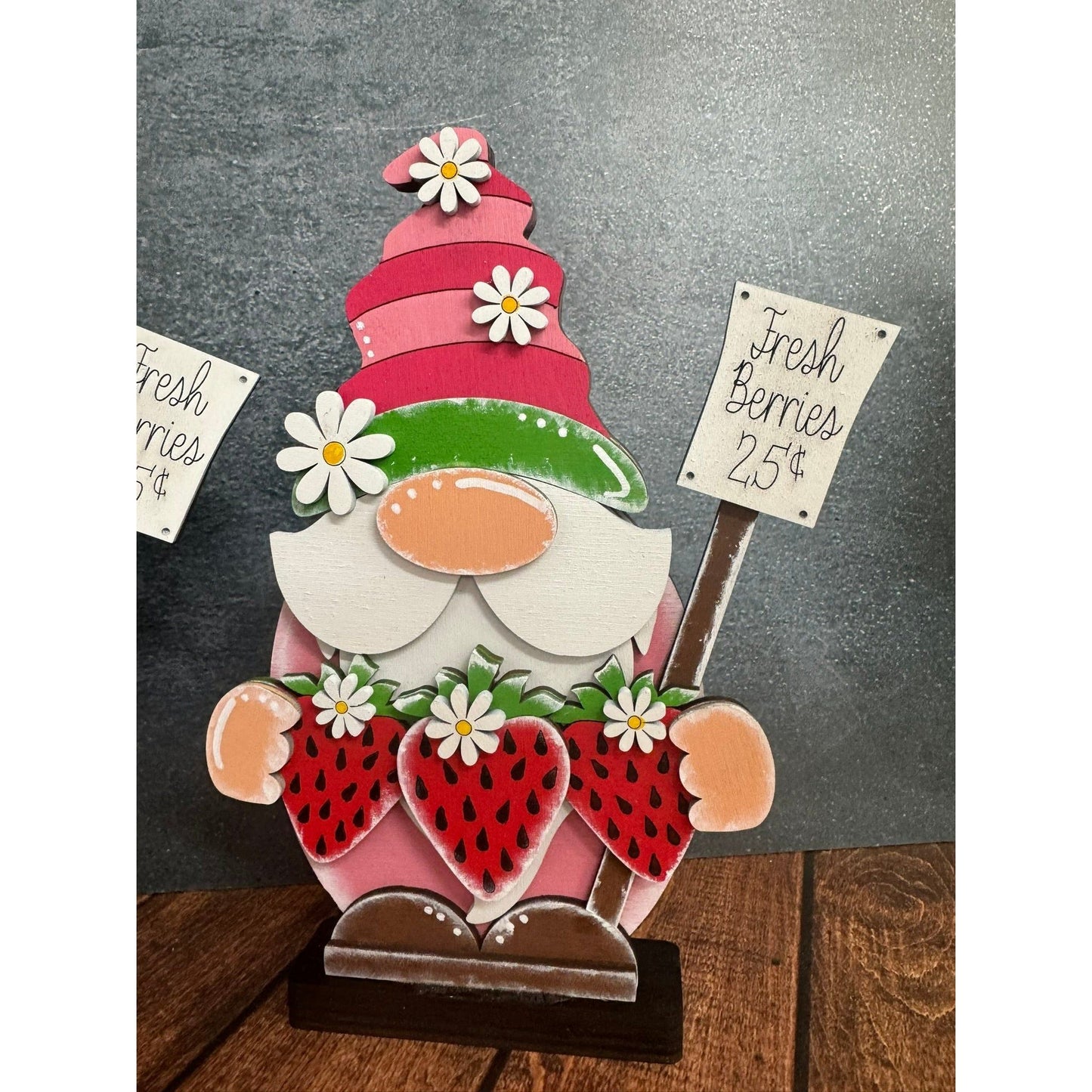 Strawberry Gnomes Summer Shelf Sitter Handmade Fruit Theme - Nifty Decor & More