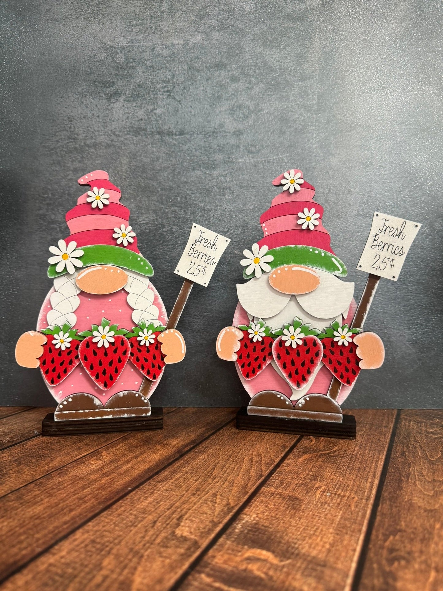 Strawberry Gnomes Summer Shelf Sitter Handmade Fruit Theme - Nifty Decor & More