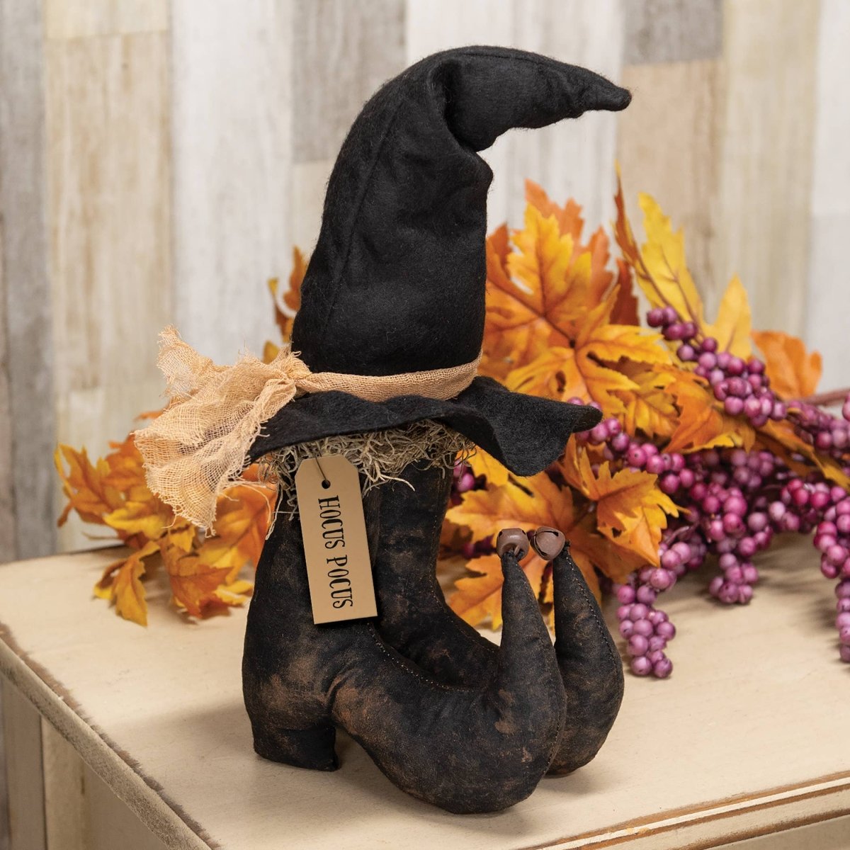 Stuffed Witch Boots & Hat Sitter - 14"H - Nifty Decor & More
