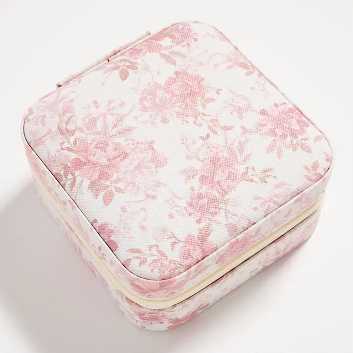Stylish Boho-Chic Keepsake Travel Jewelry Box Jewelry Pink Rose