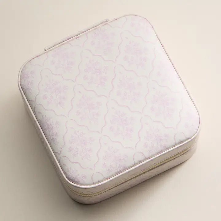 Stylish Boho-Chic Keepsake Travel Jewelry Box Jewelry Pink Floral