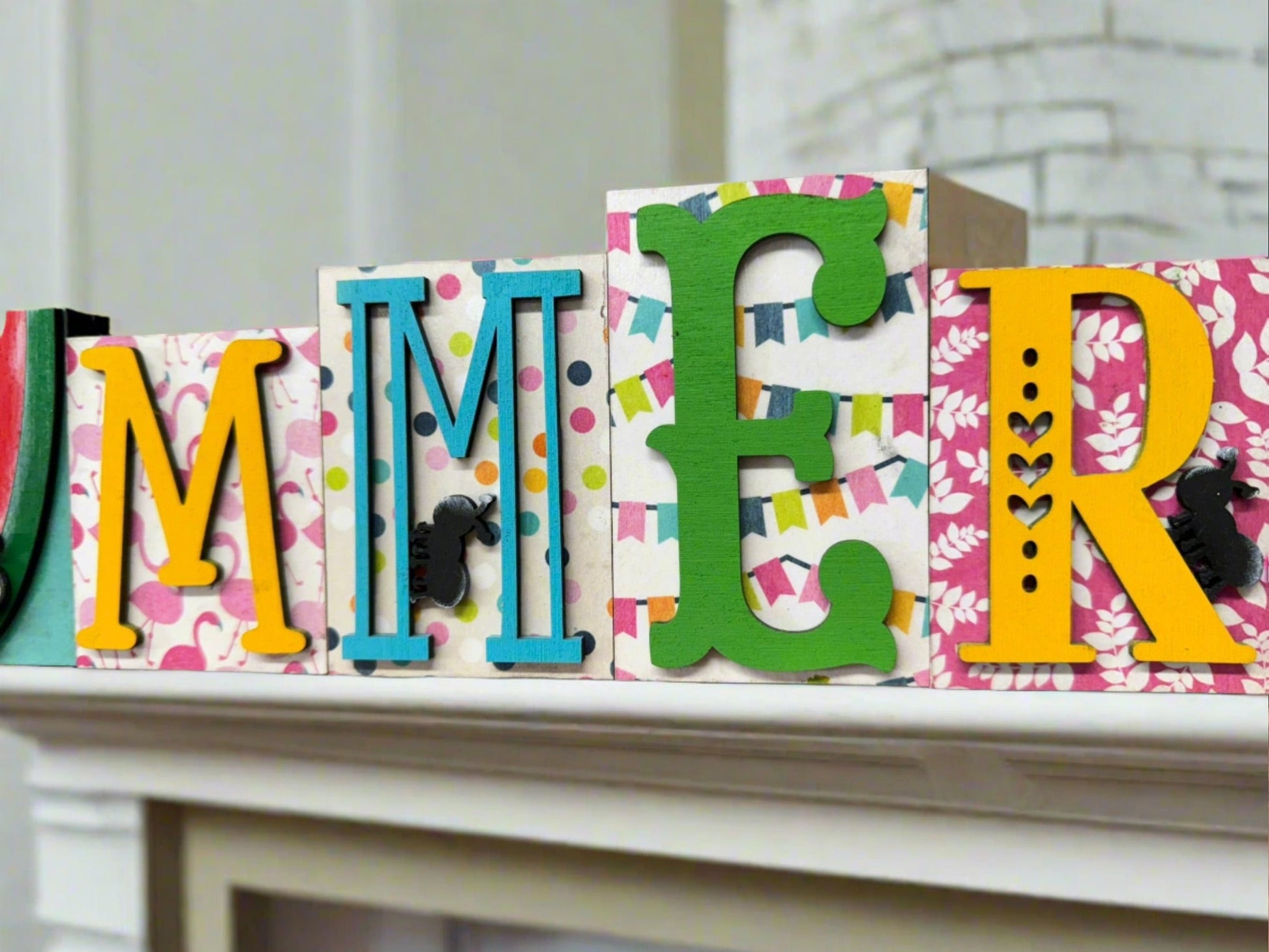 Summer Word Block Summer Shelf Sitter