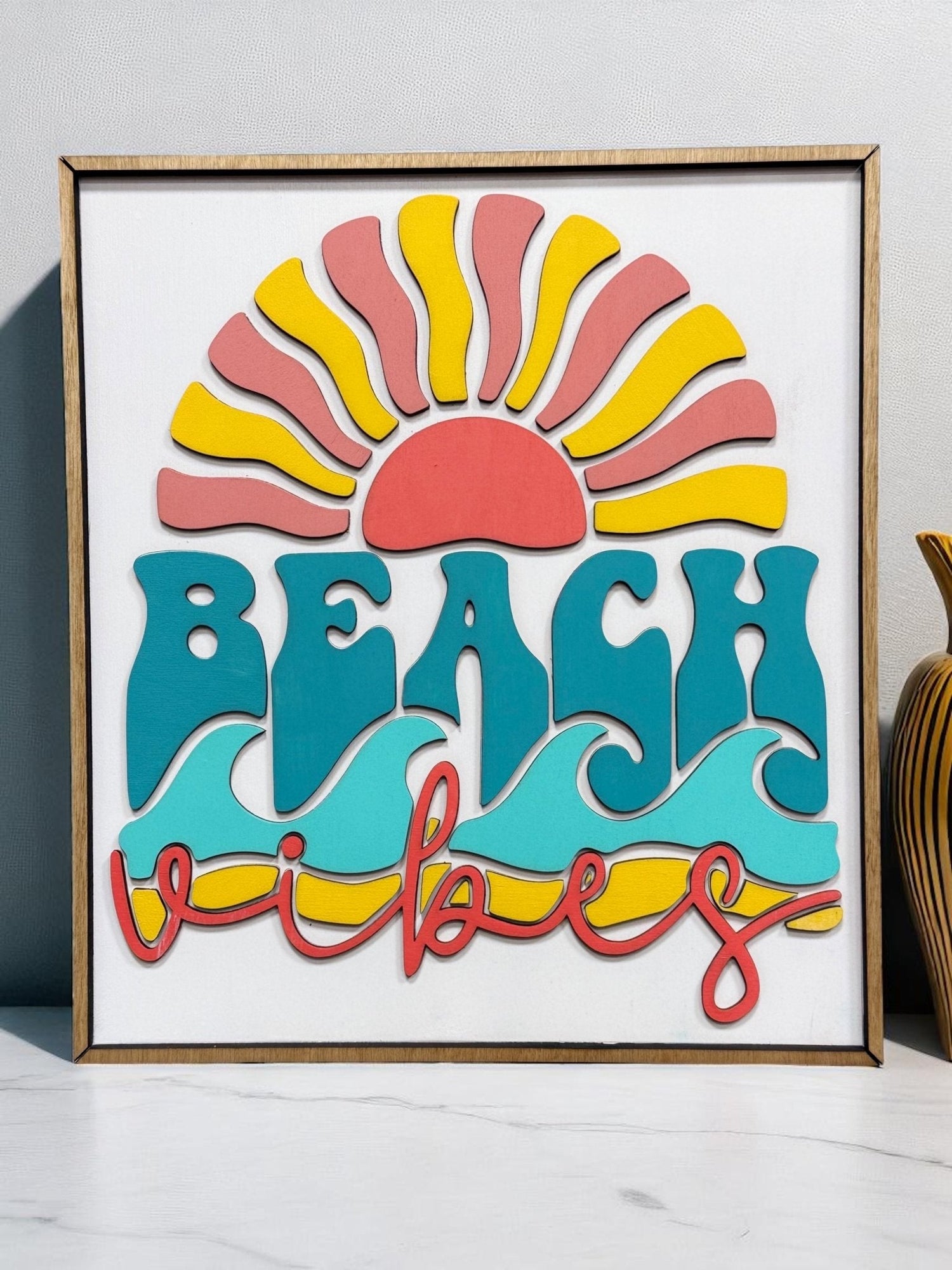 Summertime Canvas Wall Art, colorful summer sun sand design with stars and beach balls, ideal for home decor and summer gift - Nifty Decor & More