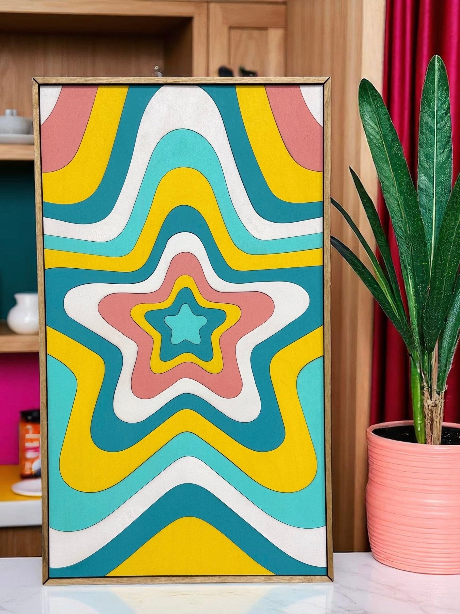 Summertime Canvas Wall Art, colorful summer sun sand design with stars and beach balls, ideal for home decor and summer gift - Nifty Decor & More