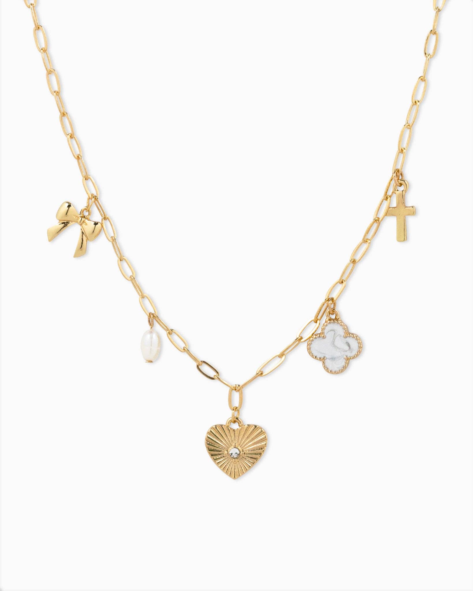 Sunburst Heart Mixed Charm Necklace, Bold & Radiant Accessory for Style Queens, Ideal Gift for Her - Nifty Decor & More