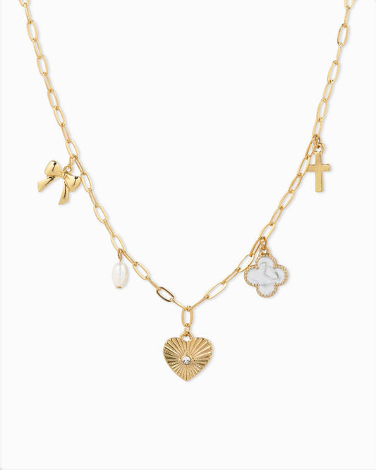 Sunburst Heart Mixed Charm Necklace, Bold & Radiant Accessory for Style Queens, Ideal Gift for Her - Nifty Decor & More