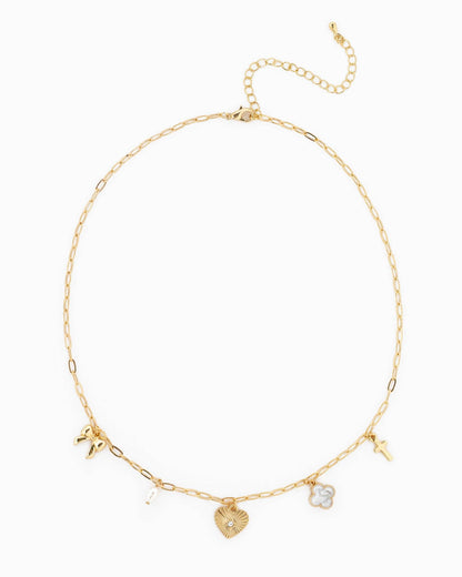 Sunburst Heart Mixed Charm Necklace, Bold & Radiant Accessory for Style Queens, Ideal Gift for Her - Nifty Decor & More
