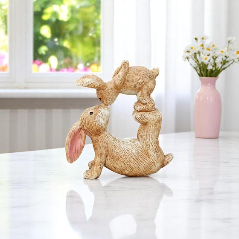 Sweet Kissing Bunny Resin Figurine, Adorable Handcrafted Decor, Perfect Gift for Bunny Lovers and Collectors animal figurine
