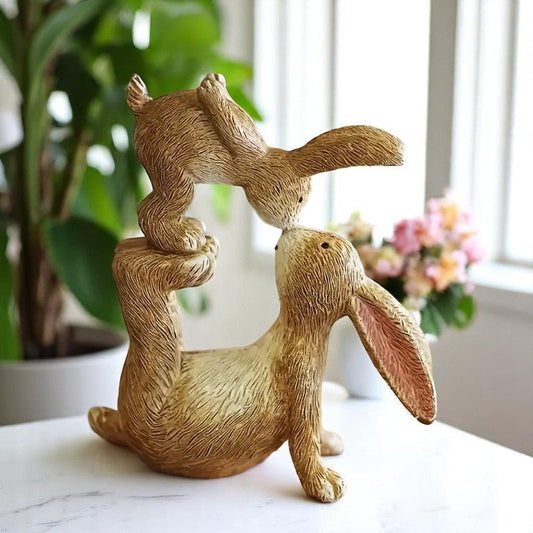 Sweet Kissing Bunny Resin Figurine, Adorable Handcrafted Decor, Perfect Gift for Bunny Lovers and Collectors animal figurine