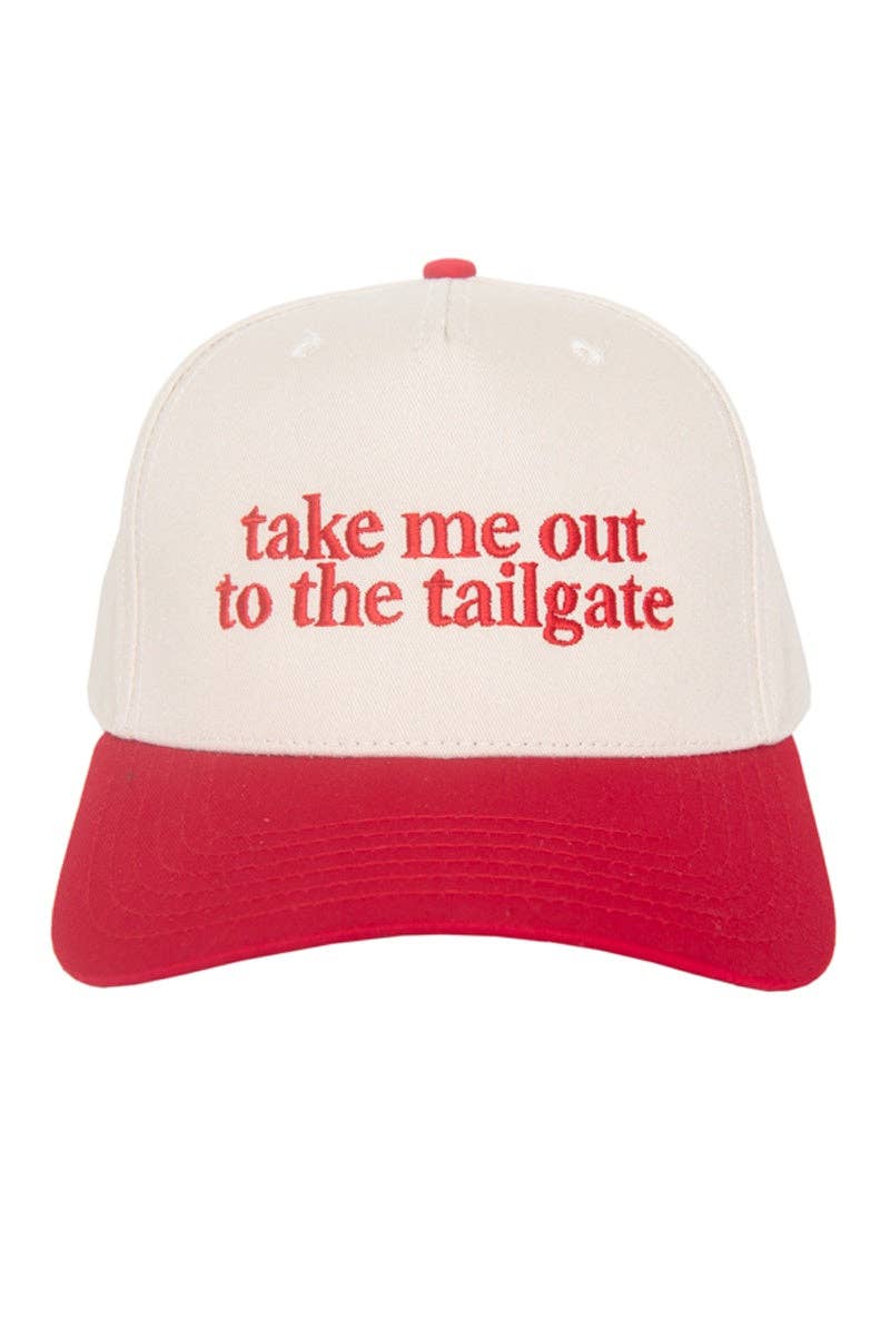 Take Me Out To The Tailgate Two-Toned Hat Red and Tan