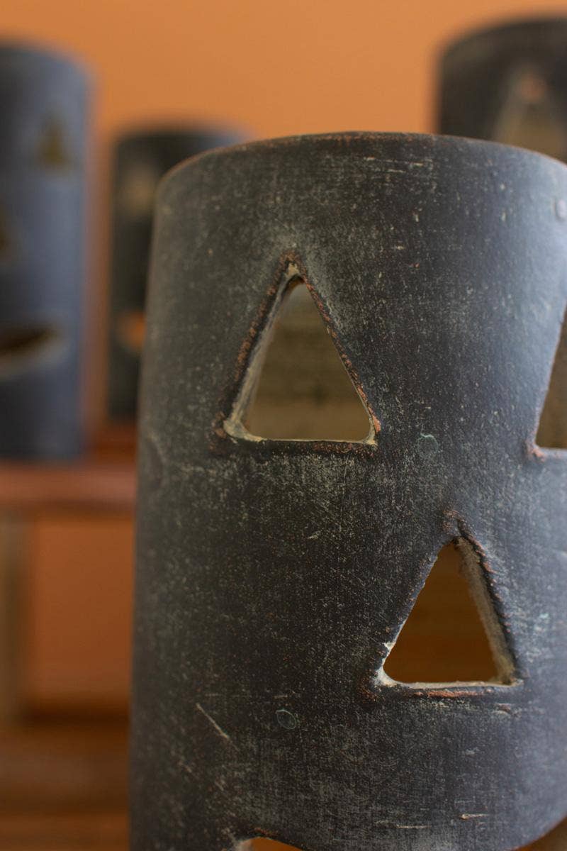 Tall Black Clay Jack-O-Lantern - Nifty Decor & More