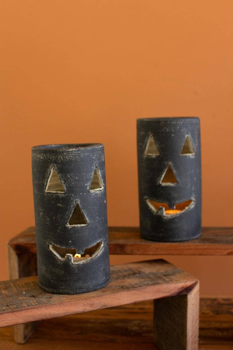 Tall Black Clay Jack-O-Lantern - Nifty Decor & More