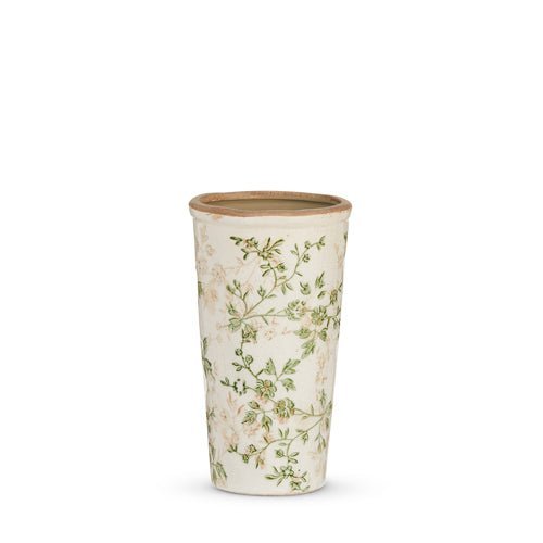 Taupe Floral Vase | 8.5" Ceramic Flower Holder, Elegant Home Decor, Rustic Centerpiece, Natural Touch for Living Room & Office - Nifty Decor & More