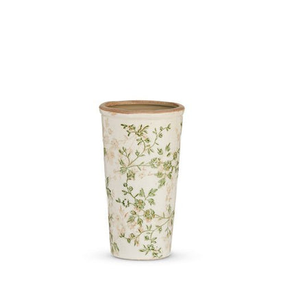 Taupe Floral Vase | 8.5" Ceramic Flower Holder, Elegant Home Decor, Rustic Centerpiece, Natural Touch for Living Room & Office - Nifty Decor & More