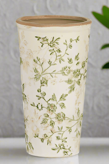 Taupe Floral Vase | 8.5" Ceramic Flower Holder, Elegant Home Decor, Rustic Centerpiece, Natural Touch for Living Room & Office - Nifty Decor & More