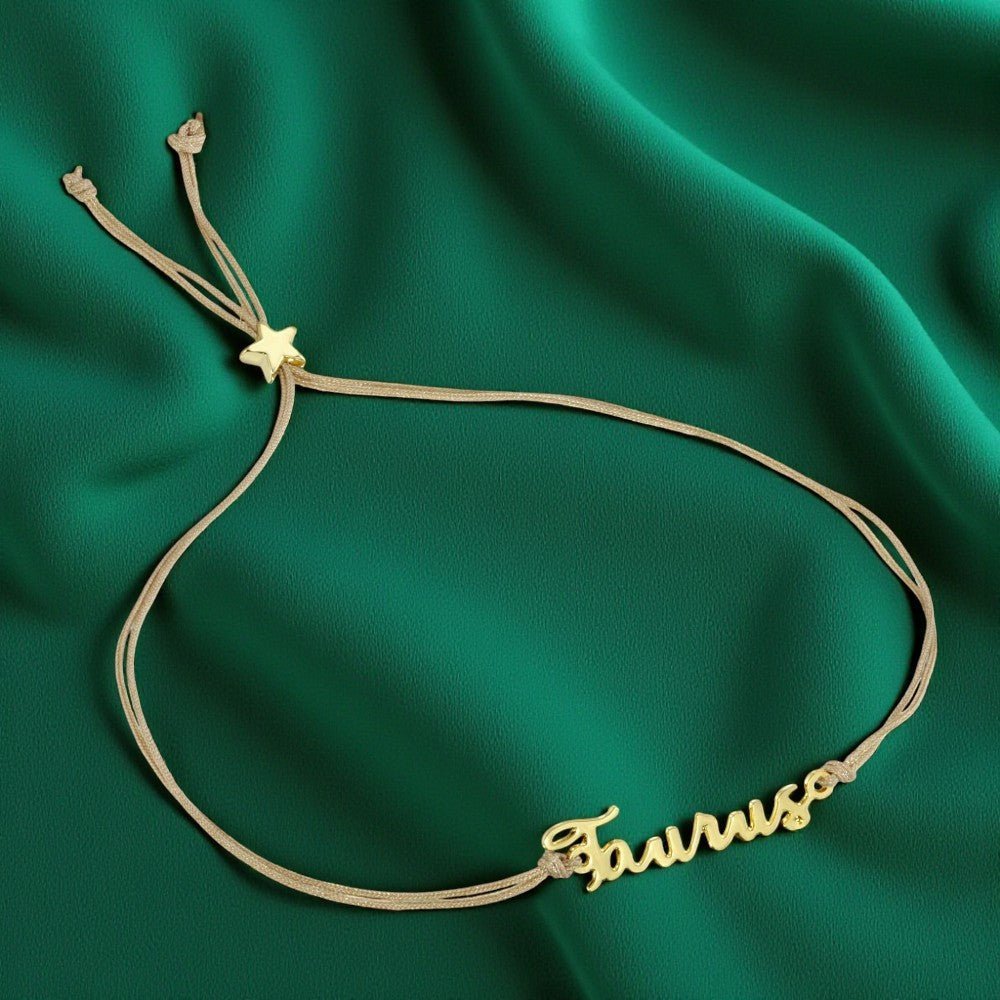 TAURUS Zodiac Cord Bracelet Gold - April 20 - May 20 - Nifty Decor & More
