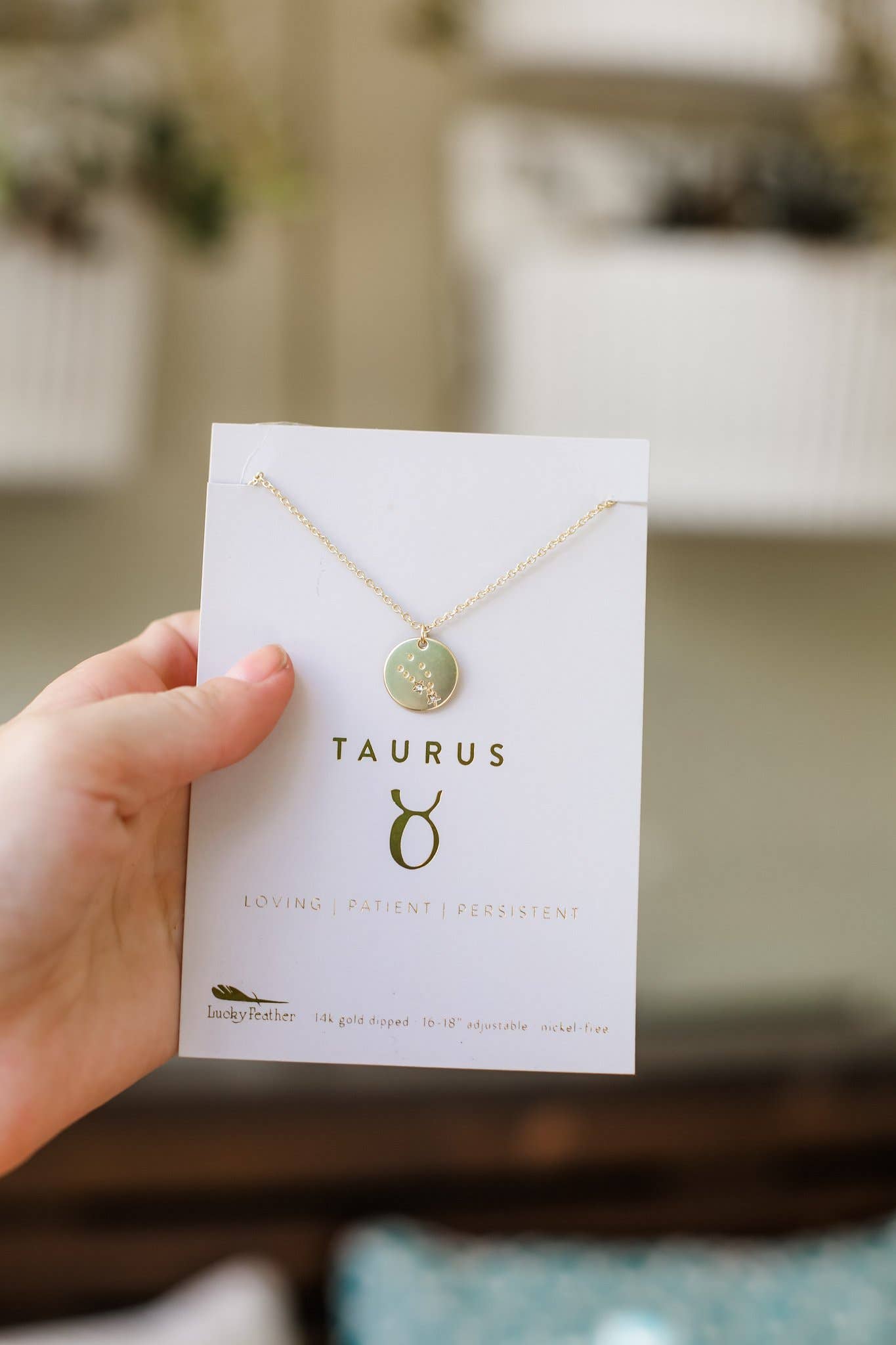 TAURUS Zodiac Necklace - Gold - (Apr 20 - May 20) - Nifty Decor & More