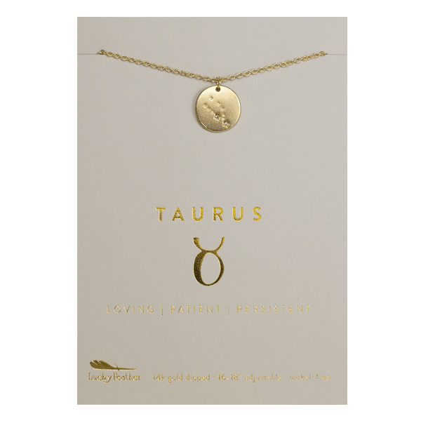 TAURUS Zodiac Necklace - Gold - (Apr 20 - May 20) - Nifty Decor & More