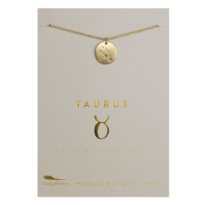 TAURUS Zodiac Necklace - Gold - (Apr 20 - May 20) - Nifty Decor & More