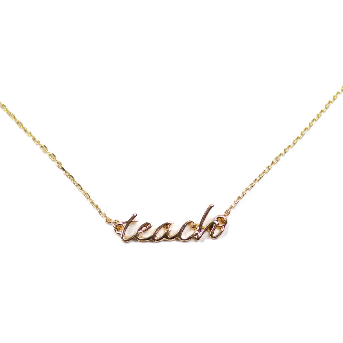 Teach Necklace Gold 16" Stylish Teacher Appreciation Jewelry Perfect Gift for Teacher Love - Nifty Decor & More