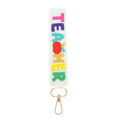 Teacher Long Strip Lettering Beaded Keychain Keychains