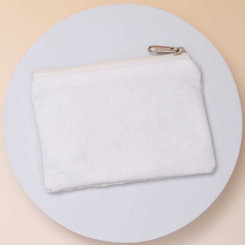Teacher Pencil Seed Beaded Coin Bag with Pearl Accents - Nifty Decor & More