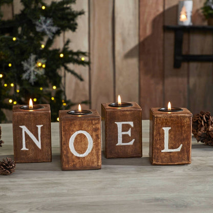 Tealight Holders NOEL Cube Set of 4 4x3x3 - Nifty Decor & More